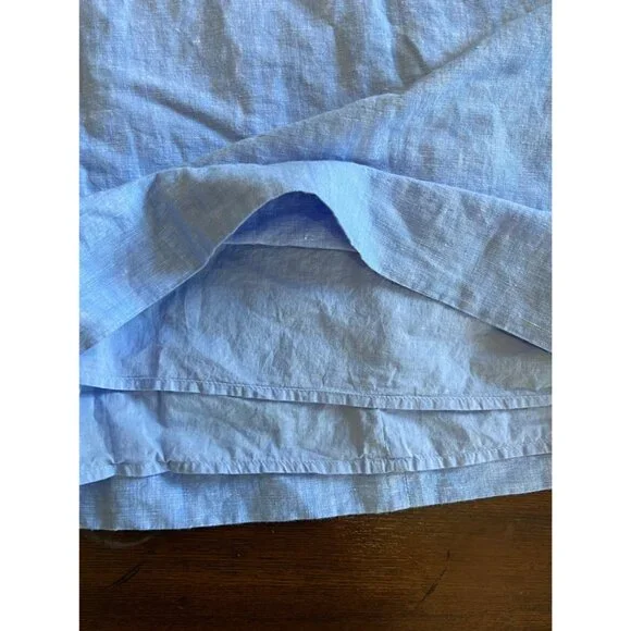 Talbots Embroidered Butterfly Blue Linen Blend Knee Length Dress 12 Sun Dress - Picture 6 of 10